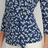 Lauren Ralph Lauren Floral Stretch Jersey Top In Blue / Cream