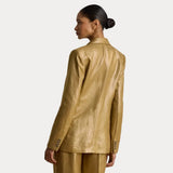 Lauren Ralph Lauren Foiled Linen Blazer In Brown Gold Foil