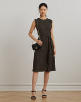 Lauren Ralph Lauren Geo-Print Belted Bubble Crepe Dress In Black