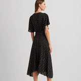 Lauren Ralph Lauren Geo-Print Crepe Flutter-Sleeve Dress