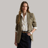 Lauren Ralph Lauren Glen Plaid Linen Twill Blazer In Tan/Black Multi