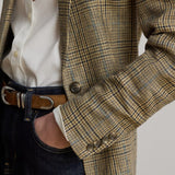 Lauren Ralph Lauren Glen Plaid Linen Twill Blazer In Tan/Black Multi