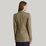 Lauren Ralph Lauren Glen Plaid Linen Twill Blazer In Tan/Black Multi