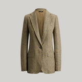 Lauren Ralph Lauren Glen Plaid Linen Twill Blazer In Tan/Black Multi