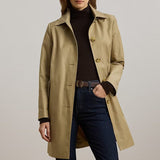Lauren Ralph Lauren Hooded Cotton-Blend Balmacaan Coat In Birch Tan