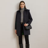Lauren Ralph Lauren Hooded Cotton-Blend Balmacaan Coat In Dark Navy