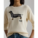 Lauren Ralph Lauren Intarsia-Knit Dachshund Cotton Jumper In Mascarpone Cream