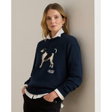 Lauren Ralph Lauren Intarsia-Knit Dog Cotton Jumper In Lauren Navy