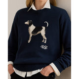 Lauren Ralph Lauren Intarsia-Knit Dog Cotton Jumper In Lauren Navy