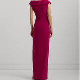 Lauren Ralph Lauren Jersey Off-the-shoulder Gown In Fuchsia Berry
