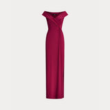 Lauren Ralph Lauren Jersey Off-the-shoulder Gown In Fuchsia Berry