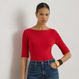 Lauren Ralph Lauren Judy Elbow Sleeve Knit Top in Cruise Red