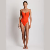 Lauren Ralph Lauren Knotted Keyhole Swimsuit In Sunburst Orange