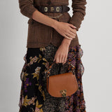 Lauren Ralph Lauren Leather Medium Tanner Crossbody Bag In Tan