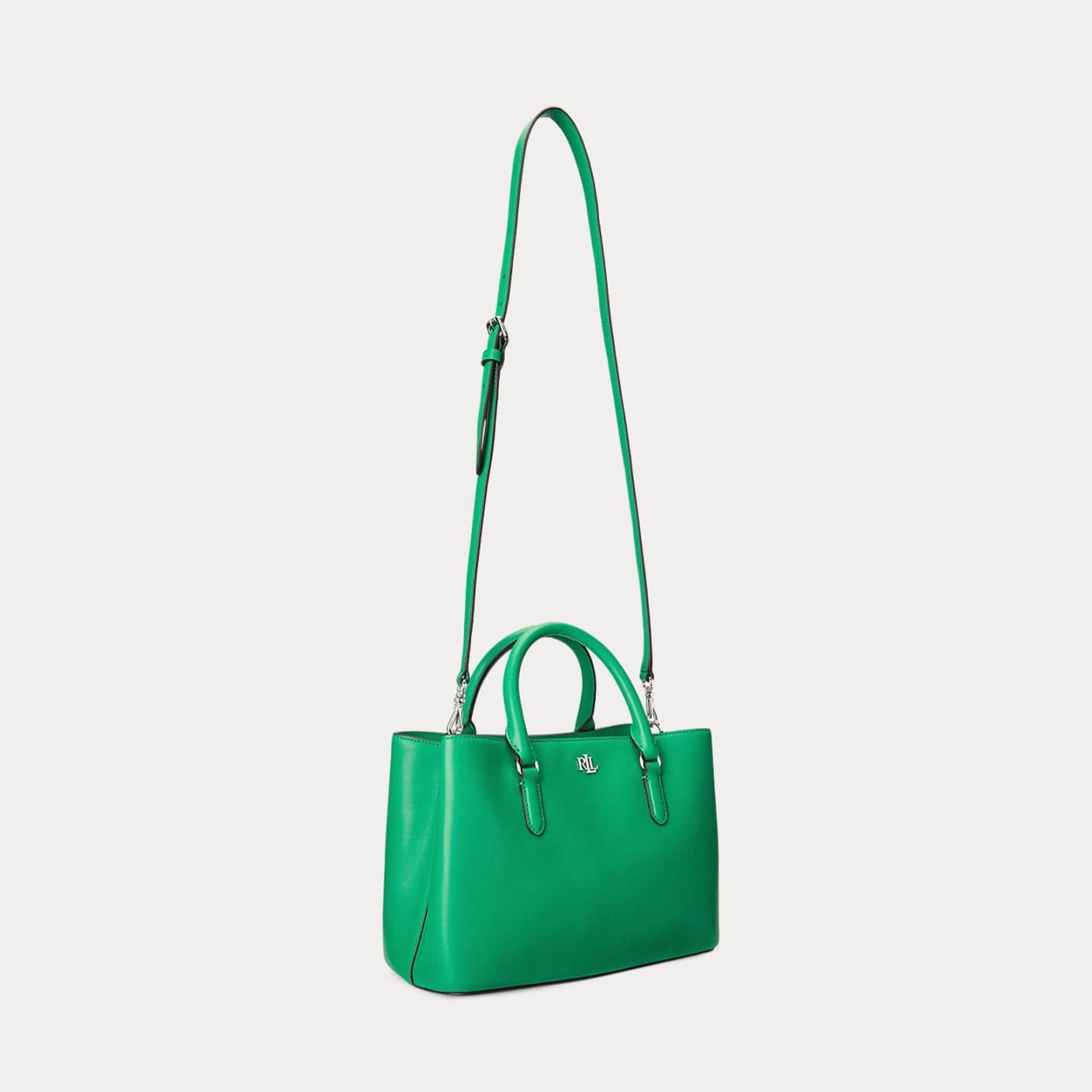 Lauren Ralph Lauren Leather Small Marcy Satchel Palm Leaf