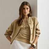 Lauren Ralph Lauren Linen Flight Jacket In Birch Tan