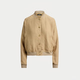 Lauren Ralph Lauren Linen Flight Jacket In Birch Tan
