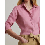 Lauren Ralph Lauren Linen Long Sleeve Shirt In Rose Mauve