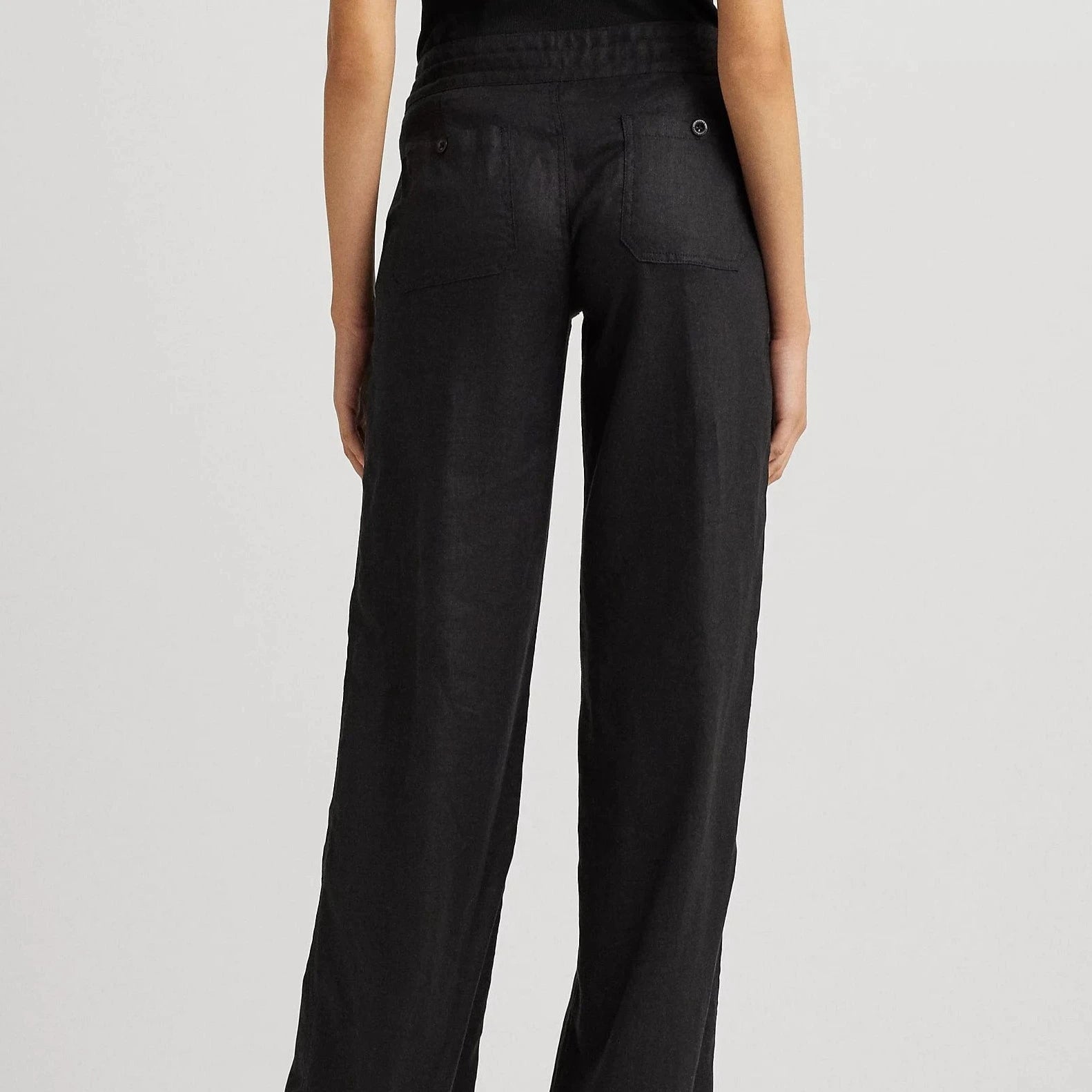 Lauren Ralph Lauren Linen Wide-Leg Trouser in Black