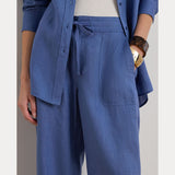Lauren Ralph Lauren Linen Wide-Leg Trouser in Carson Blue