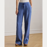 Lauren Ralph Lauren Linen Wide-Leg Trouser in Carson Blue