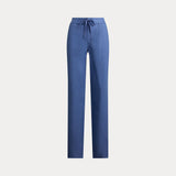 Lauren Ralph Lauren Linen Wide-Leg Trouser in Carson Blue