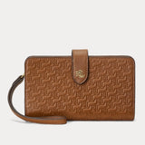 Lauren Ralph Lauren Logo-Debossed Leather Tech Wristlet Tan