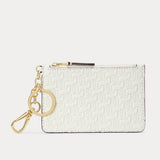 Lauren Ralph Lauren Logo-Debossed Leather Zip Card Case Vanilla