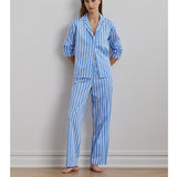Lauren Ralph Lauren Logo Striped Sateen Sleep Set In Blue