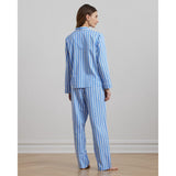 Lauren Ralph Lauren Logo Striped Sateen Sleep Set In Blue