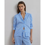 Lauren Ralph Lauren Logo Striped Sateen Sleep Set In Blue
