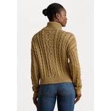 Lauren Ralph Lauren Long Sleeve Cable Knit Jumper in Gold Metallic