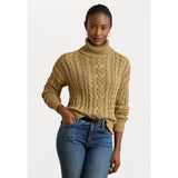 Lauren Ralph Lauren Long Sleeve Cable Knit Jumper in Gold Metallic