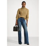 Lauren Ralph Lauren Long Sleeve Cable Knit Jumper in Gold Metallic