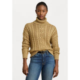Lauren Ralph Lauren Long Sleeve Cable Knit Jumper in Gold Metallic