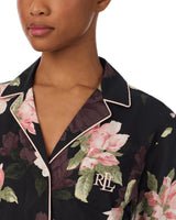 Lauren Ralph Lauren Long Sleeve Notch PJ Set In Black Flower