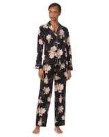 Lauren Ralph Lauren Long Sleeve Notch PJ Set In Black Flower