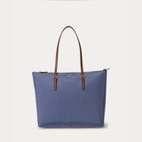 Lauren Ralph Lauren Medium Keaton Nylon Tote Bag in Carson Blue/Lauren Tan