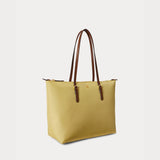 Lauren Ralph Lauren Medium Keaton Nylon Tote Bag in Lemon Sorbet/Lauren Tan