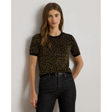 Lauren Ralph Lauren Metallic Ocelot Short-sleeve Jumper In Relic Gold Metallic