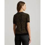 Lauren Ralph Lauren Metallic Ocelot Short-sleeve Jumper In Relic Gold Metallic
