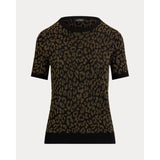 Lauren Ralph Lauren Metallic Ocelot Short-sleeve Jumper In Relic Gold Metallic