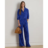 Lauren Ralph Lauren Paisley Crepe Wide-Leg Trouser In Blue