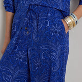 Lauren Ralph Lauren Paisley Crepe Wide-Leg Trouser In Blue