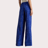 Lauren Ralph Lauren Paisley Crepe Wide-Leg Trouser In Blue