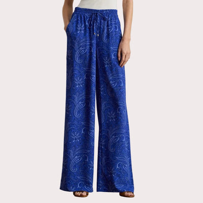Lauren Ralph Lauren Paisley Crepe Wide-Leg Trouser In Blue