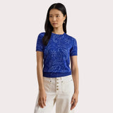 Lauren Ralph Lauren Paisley Short-Sleeve Jumper In Blue Multi