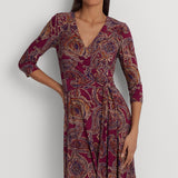 Lauren Ralph Lauren Paisley Surplice Jersey Dress