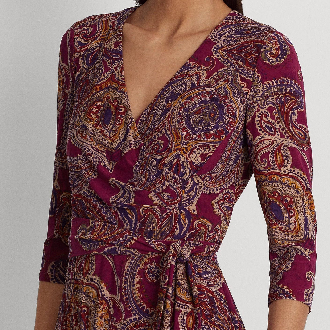 Lauren Ralph Lauren Paisley Surplice Jersey Dress