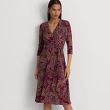 Lauren Ralph Lauren Paisley Surplice Jersey Dress